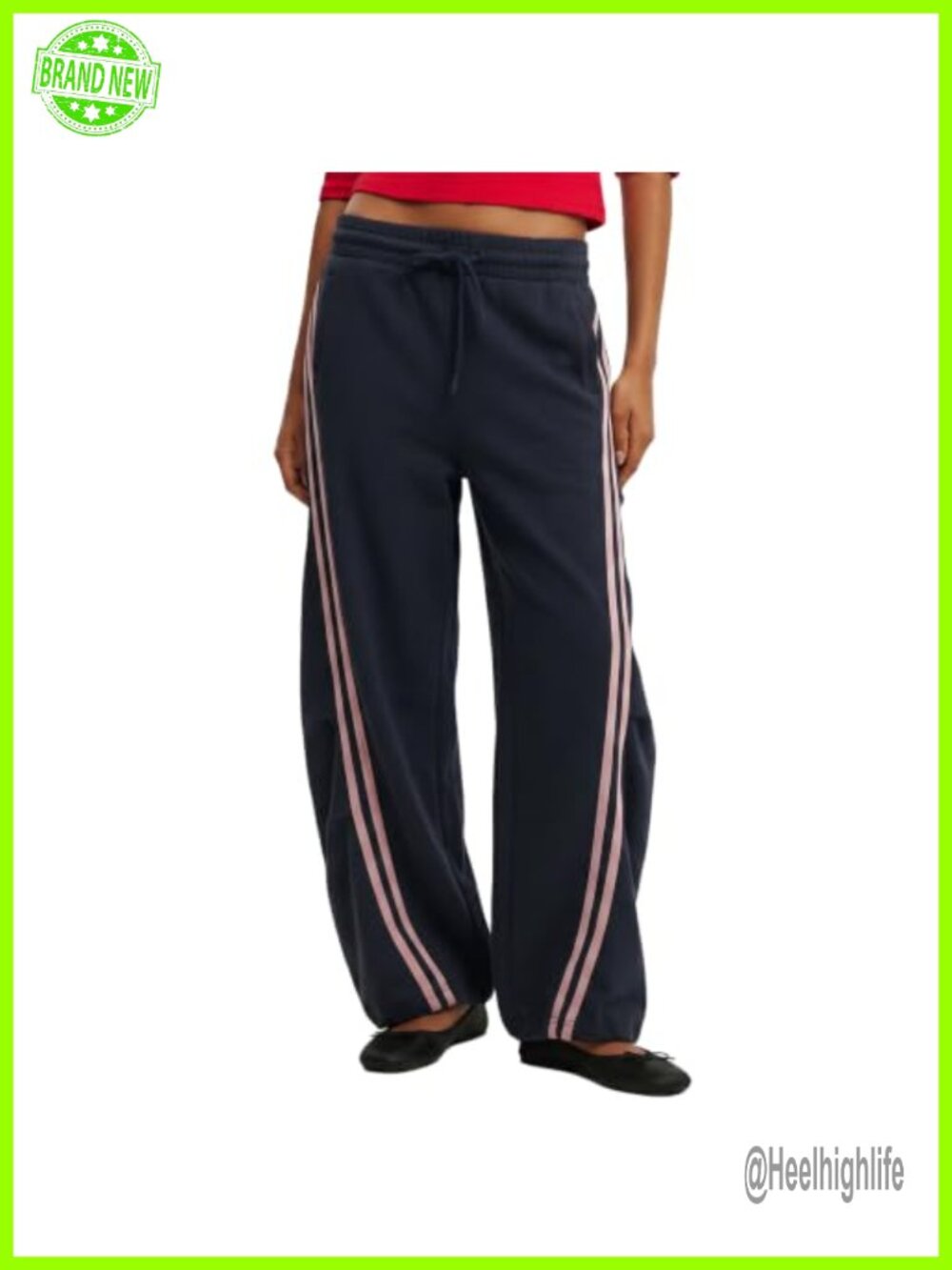 Barrel Sweatpants Side Stripe Drawstring Wide Leg Running Pants